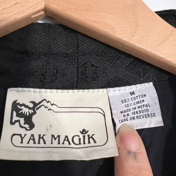 Vintage yak magik cotton linen layering jacket multi layer black neutral shacket - Picture 3 of 9